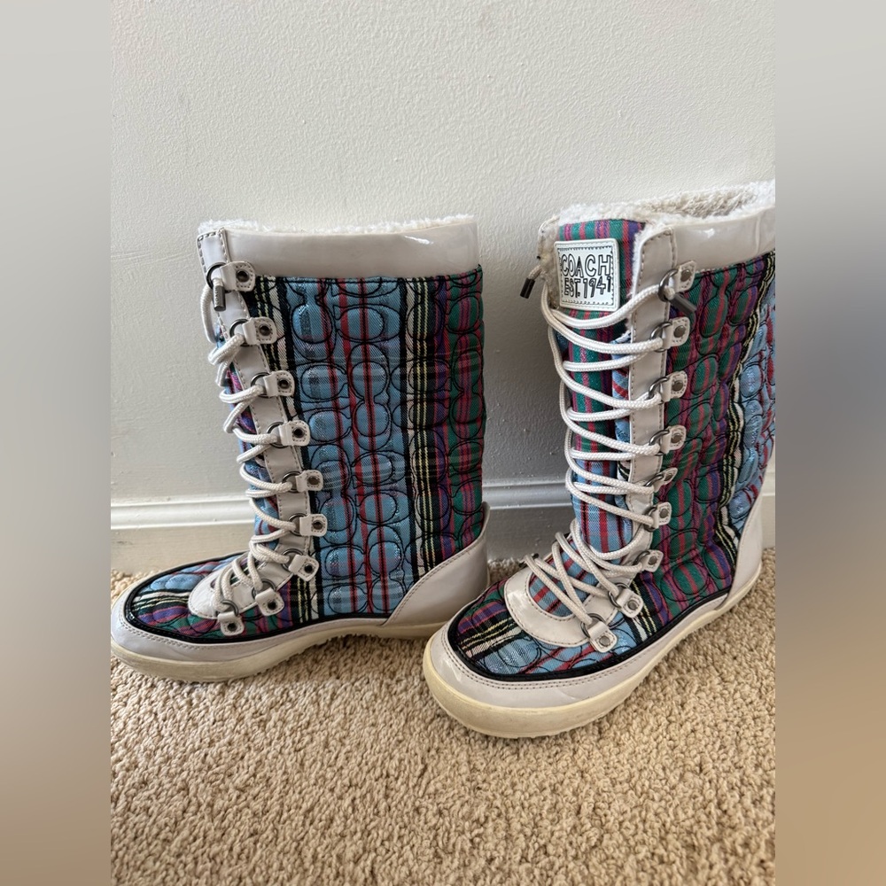 COACH Winter Boots, multicolor Snow Boots, Size 7.5